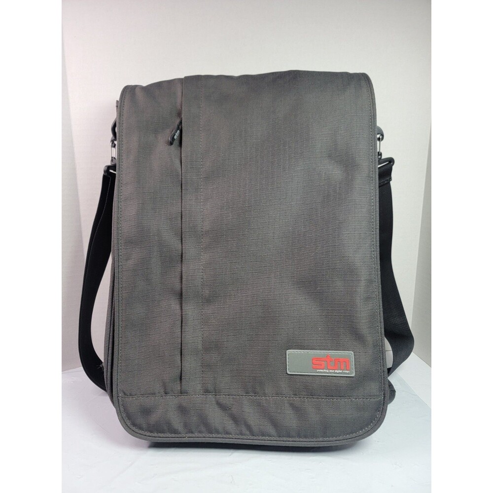 STM Gray Laptop Messenger Bag Padded Shoulder Strap Computer Carry Case